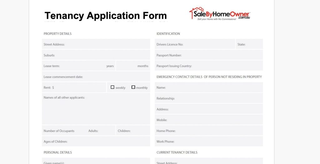 Tenancy application forms australia